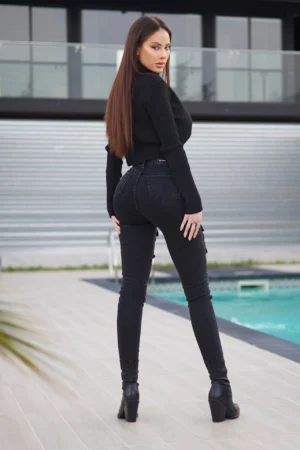 Jeans Cargo Skinny Black - Vista 3