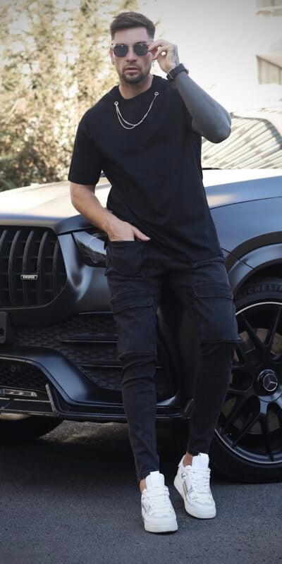 Jeans Men Cargo Black Intermedio