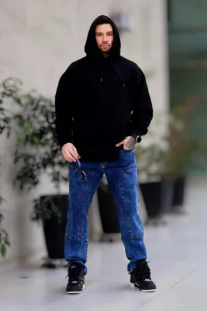 Jeans Men Oversize Blue Desgastado