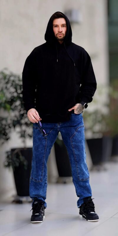 Jeans Men Oversize Blue Desgastado