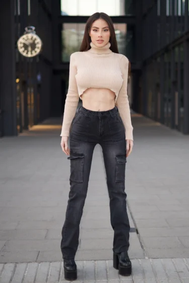 Jeans Cargo Black Desgastado