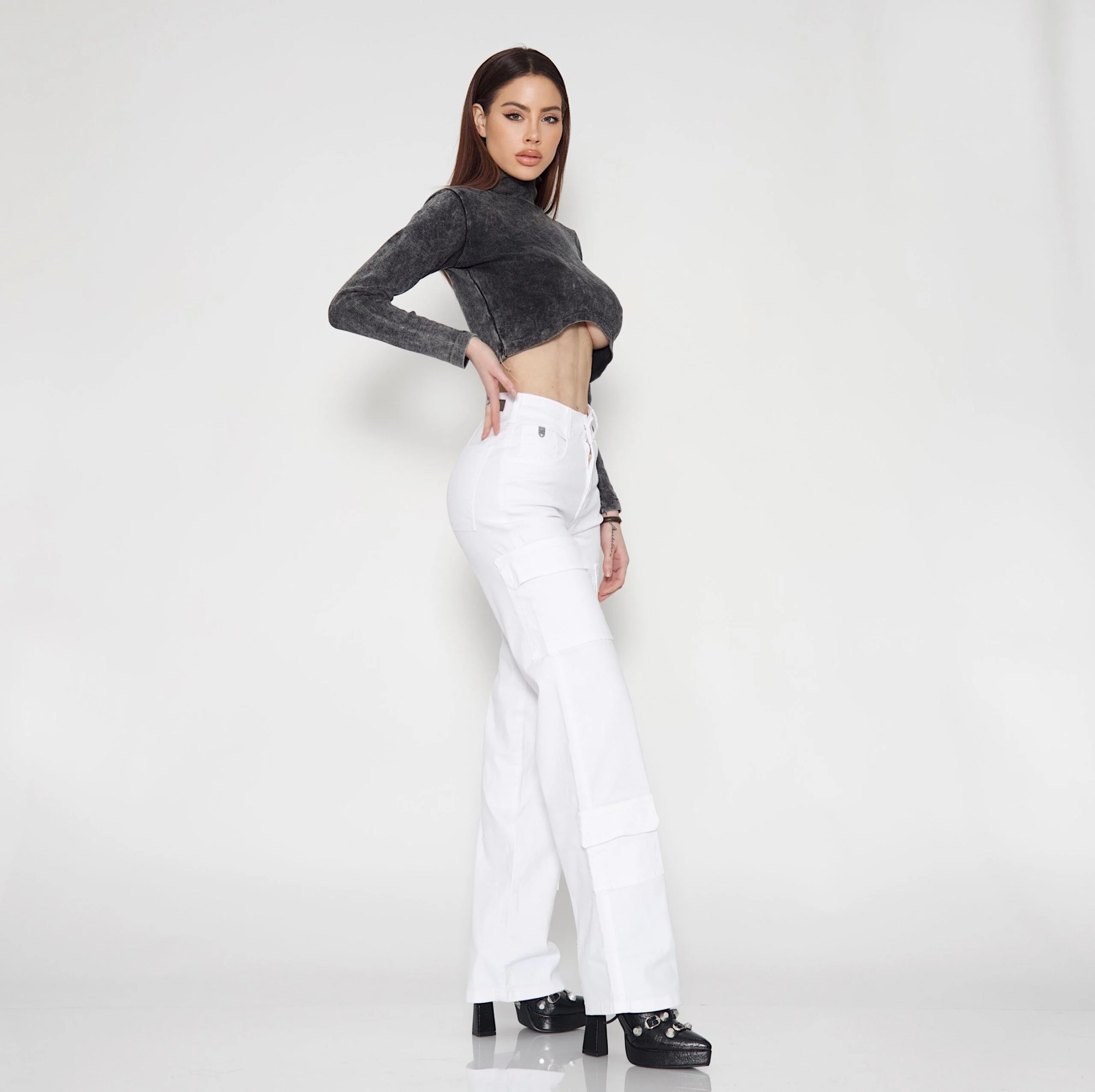 Jeans Estilo Cargo White