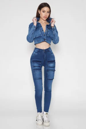 Jeans Cargo Skinny Blue Intermedio