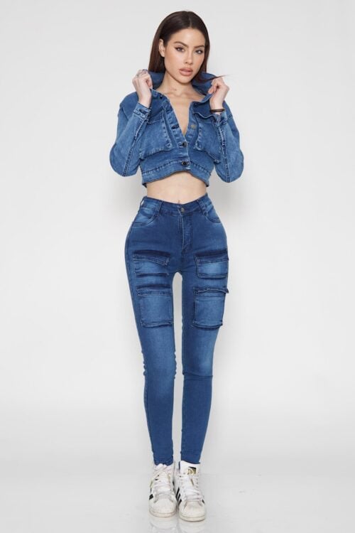 Jeans Cargo Skinny Blue Intermedio