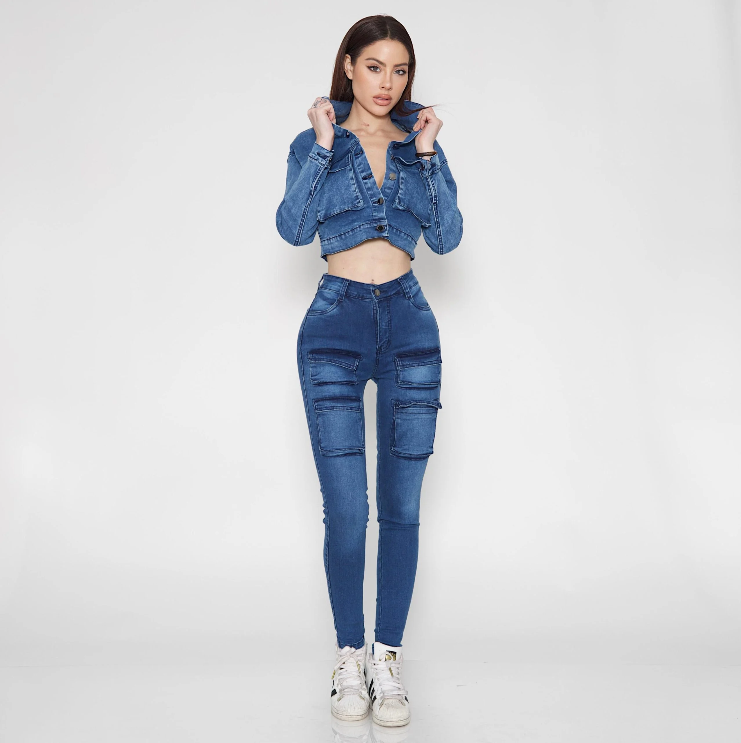 Jeans Cargo Skinny Blue Intermedio