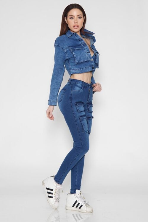 Jeans Cargo Skinny Blue Intermedio