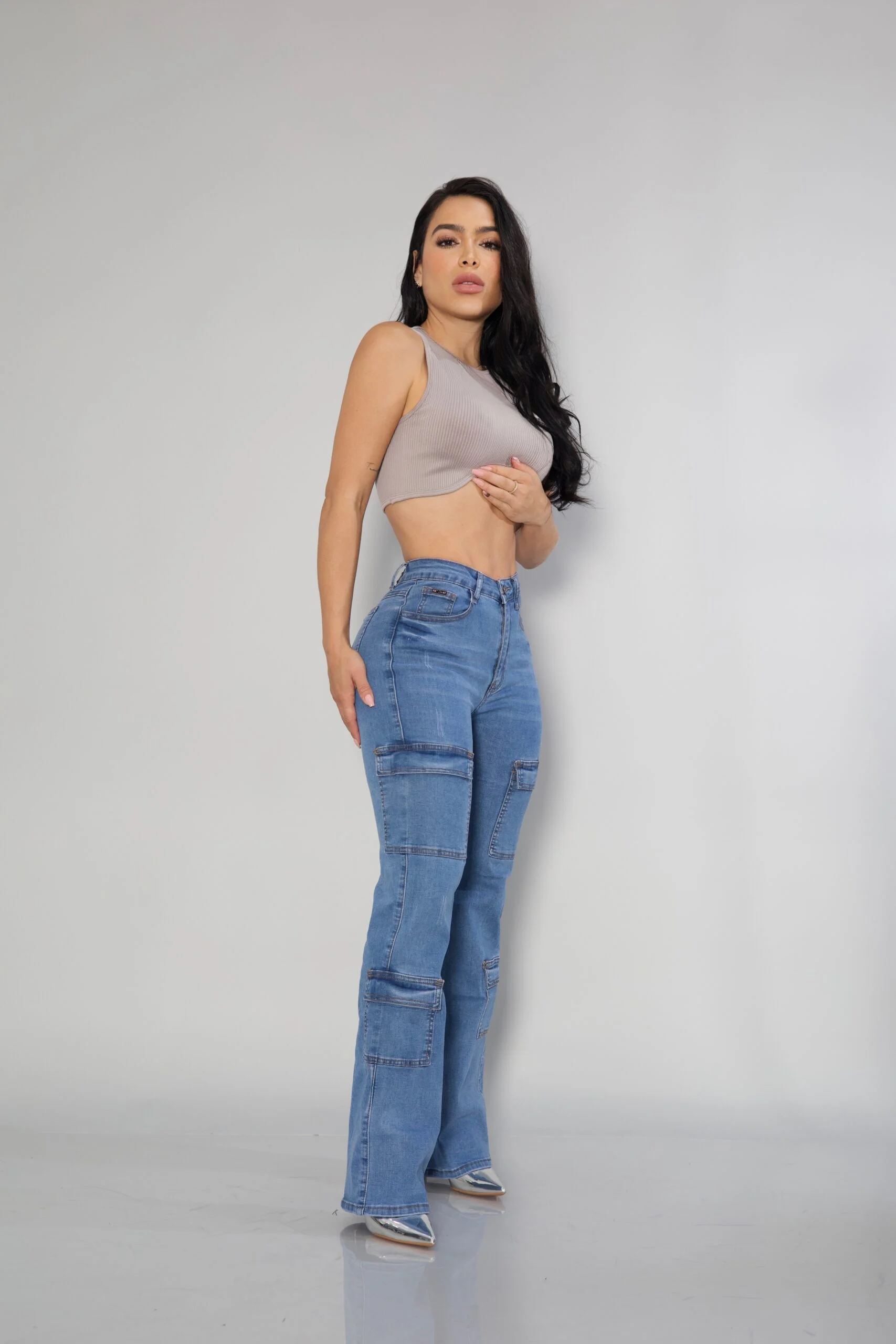 Jeans Cargo Paris Celeste Intermedio