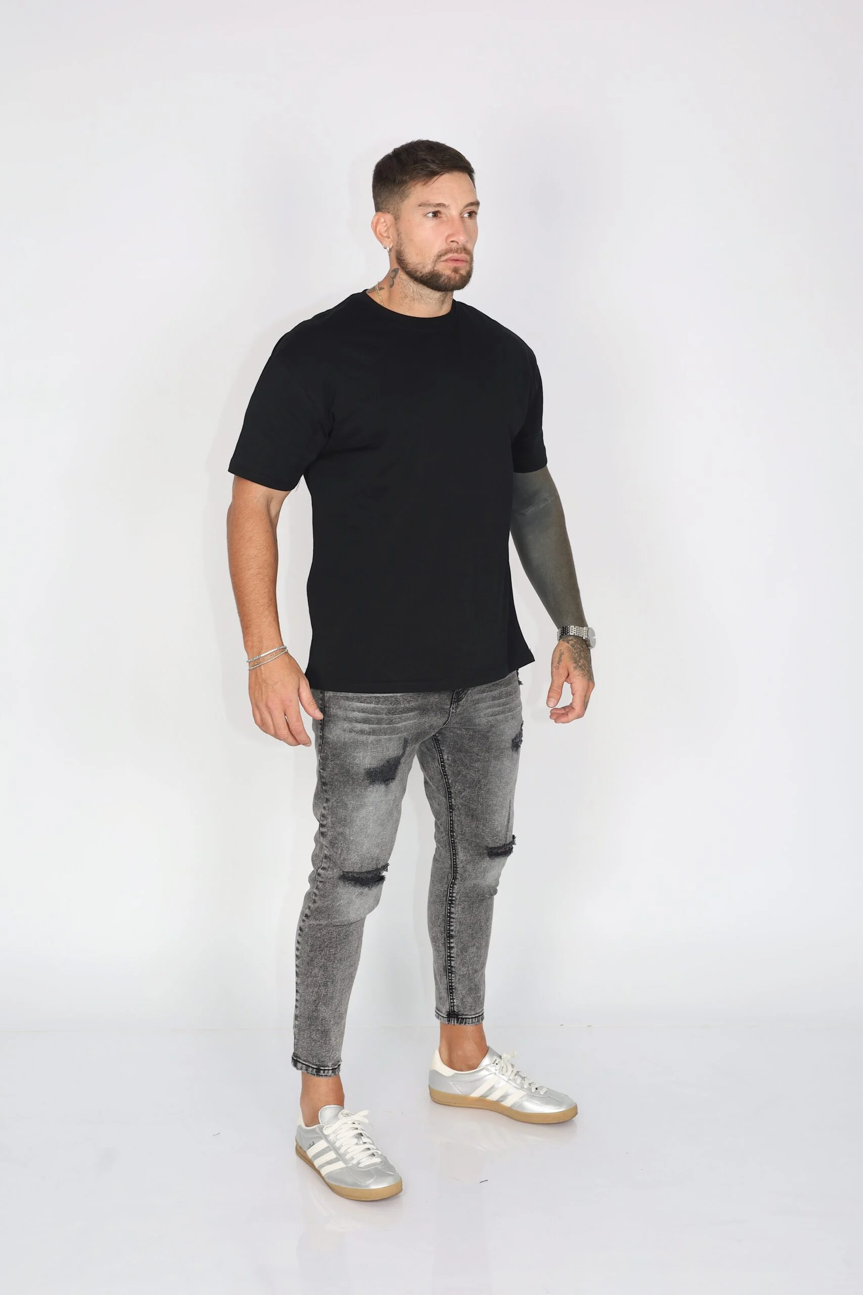 Jeans Men Gris Gravillado Destroyed - Vista 3