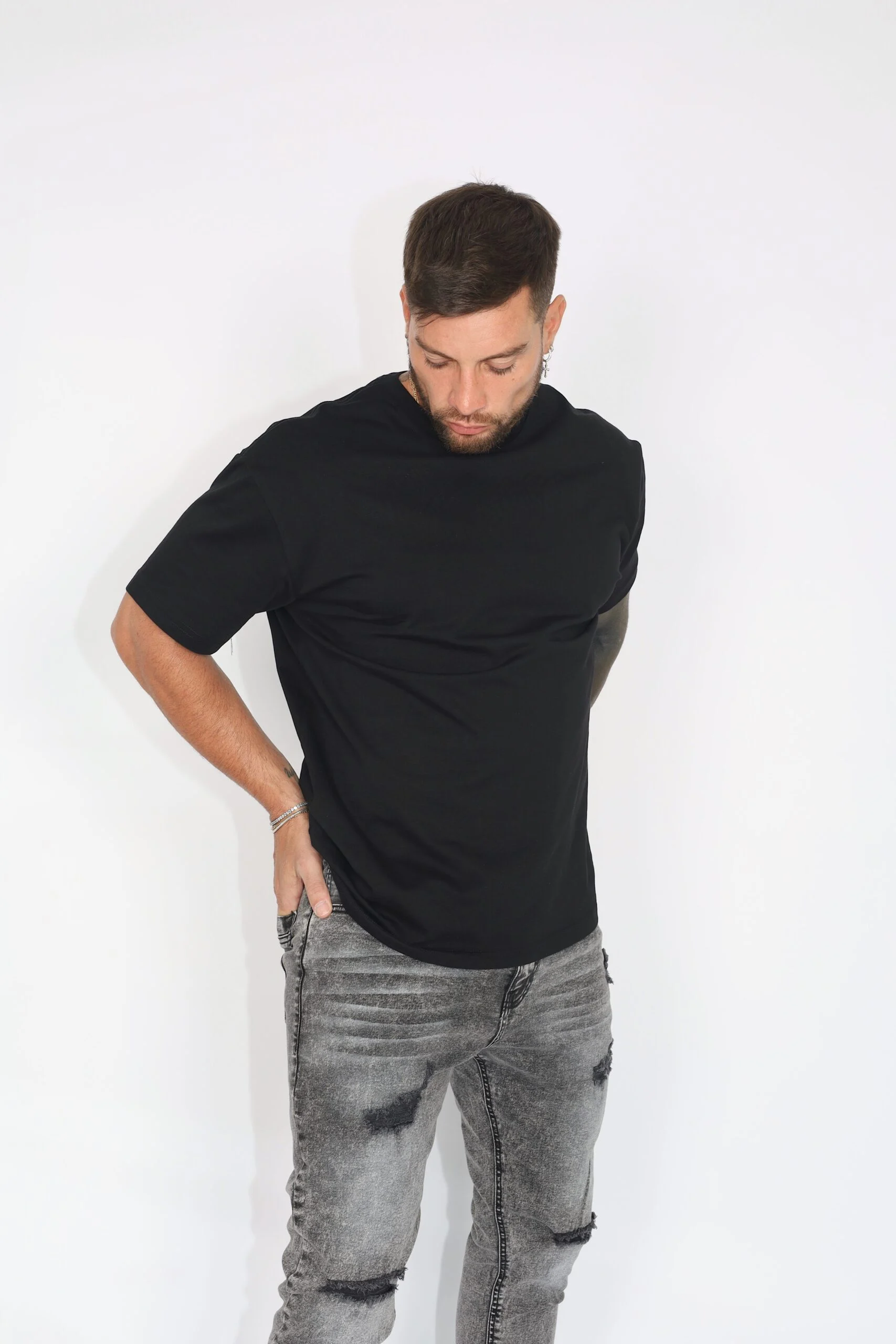 Jeans Men Gris Gravillado Destroyed - Vista 5