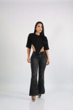Jeans Flare Black Destroyed