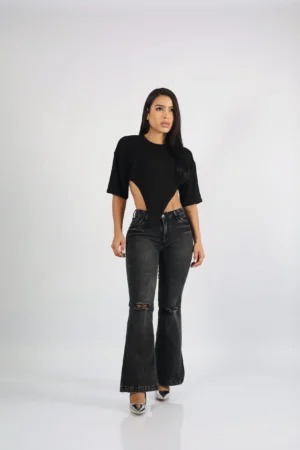 Jeans Flare Black Destroyed