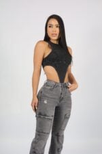 Jeans Cargo Paris Gris Destroyed