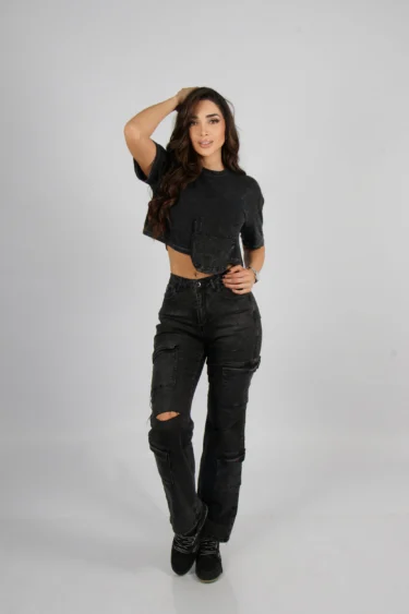 Jeans Cargo Paris Dark desgastado