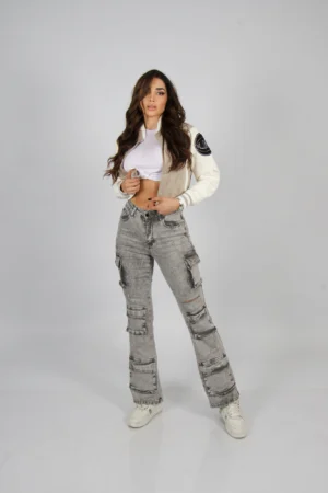 Jeans Cargo Multipocket Santorini Grigio