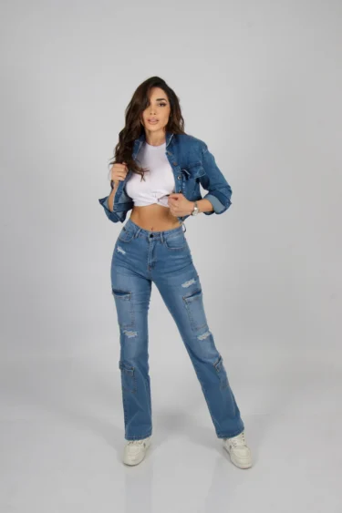 Jeans Cargo Paris celeste destroyed