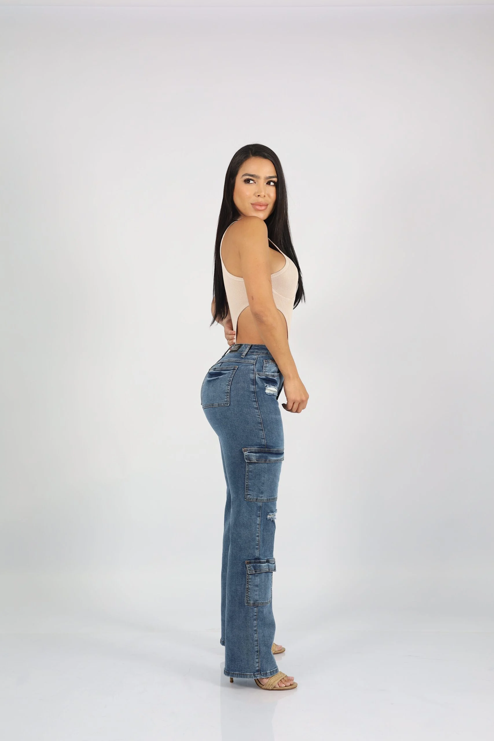 Jeans Cargo Paris Blue Destroyed