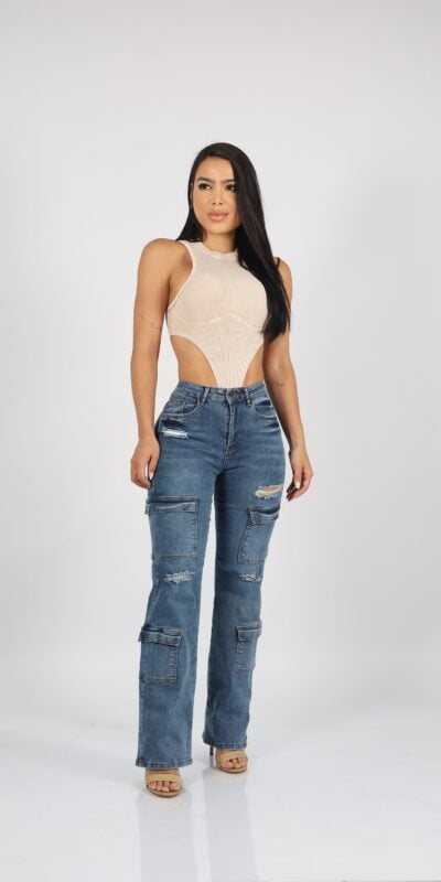 Jeans Cargo Paris Blue Destroyed