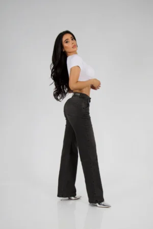 Jeans Wide Leg Black Desgastado - Vista 3