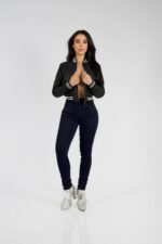 Bomber Woman Ecocuero White and Black