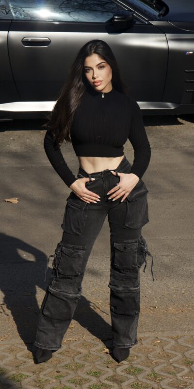 Jeans Cargo Multipocket Luxury Black desgastado