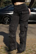 Jeans Cargo Multipocket Luxury Black desgastado - Imagen 5