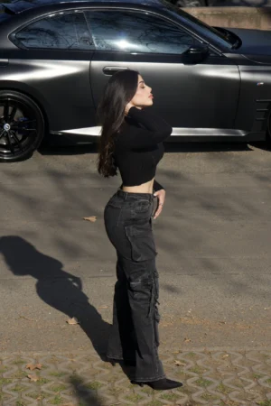 Jeans Cargo Multipocket Luxury Black desgastado - Vista 9