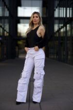 Jeans Cargo Multipocket Luxury White