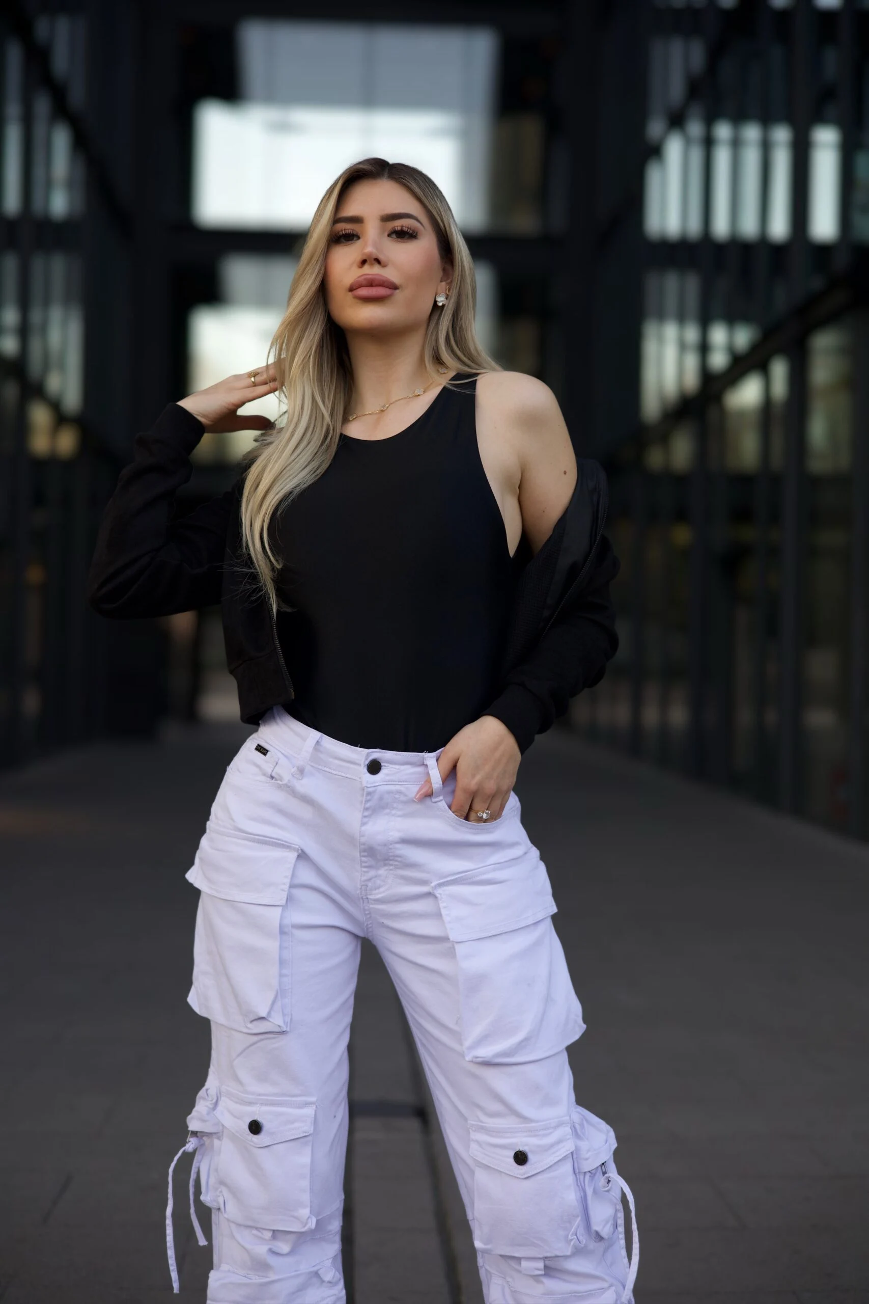 Jeans Cargo Multipocket Luxury White - Vista 3