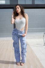 Jeans Cargo Multipocket Luxury Celeste