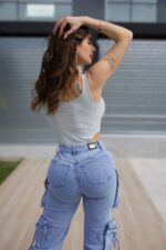 Jeans Cargo Multipocket Luxury Celeste - Imagen 3