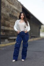 Jeans Cargo Multipocket Luxury Celeste