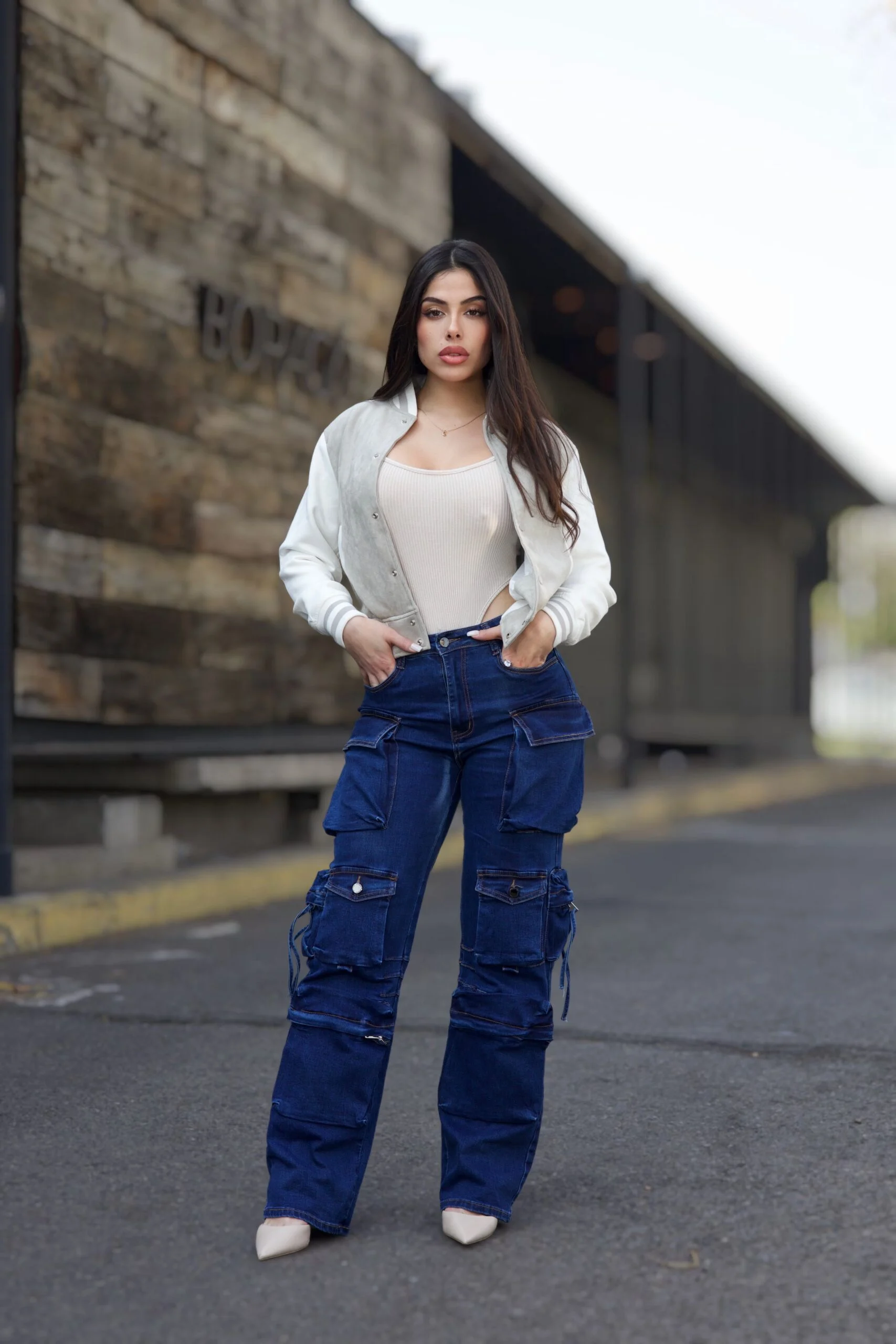 Jeans Cargo Multipocket Luxury Celeste