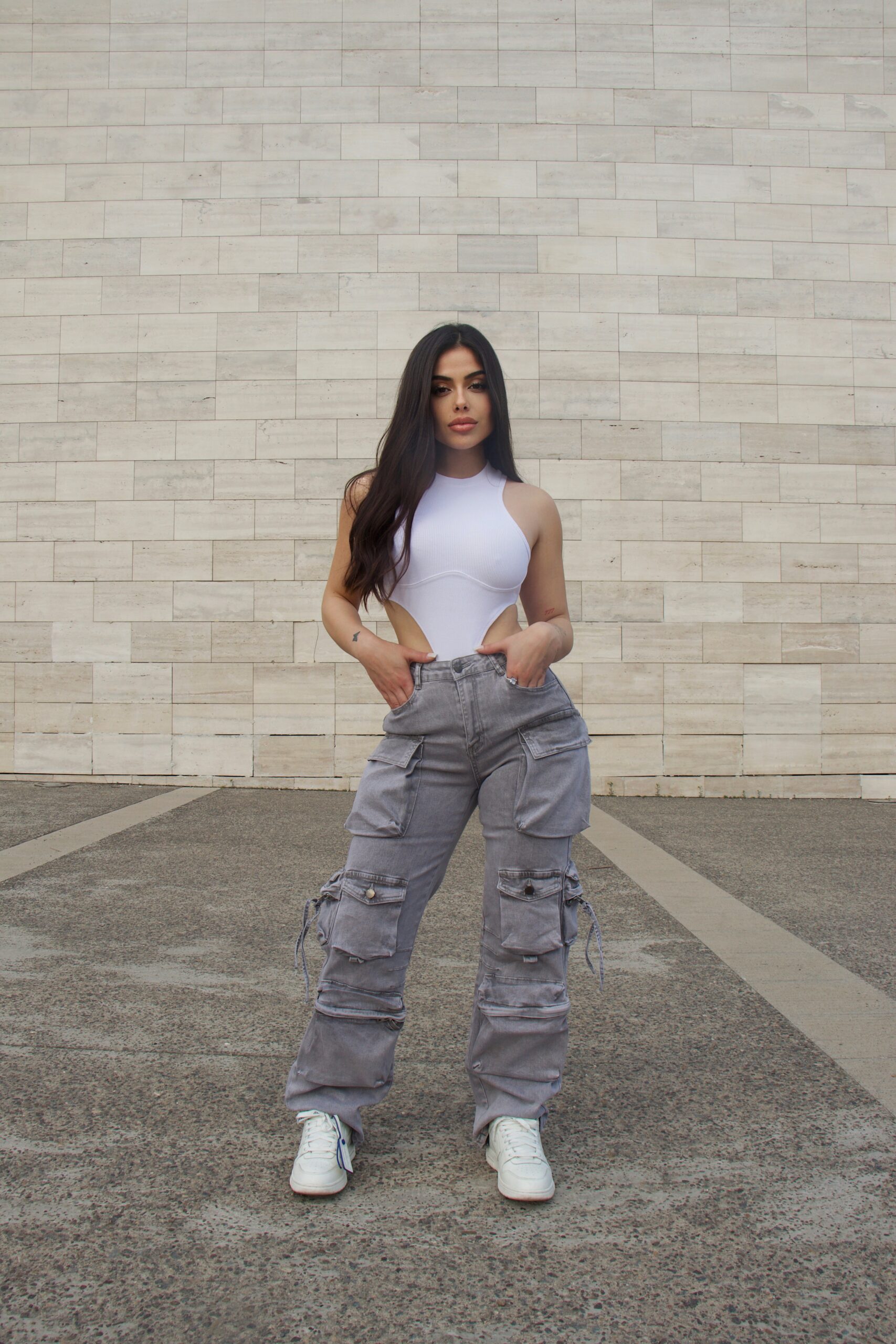 Processed with VSCO with l7 preset Jeans Cargo Multipocket Luxury Grigio