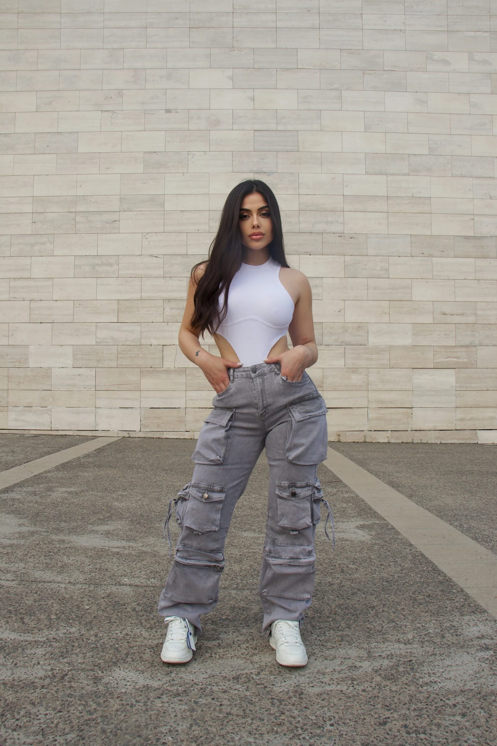 Jeans Cargo Multipocket Luxury Grigio