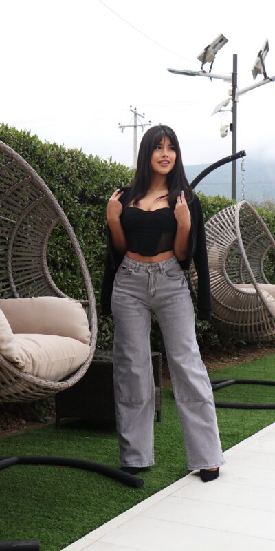 Jeans W Wide Leg Luxury Grigio