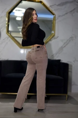 Jeans W Wide Leg Luxury Mónaco Nude - Vista 6