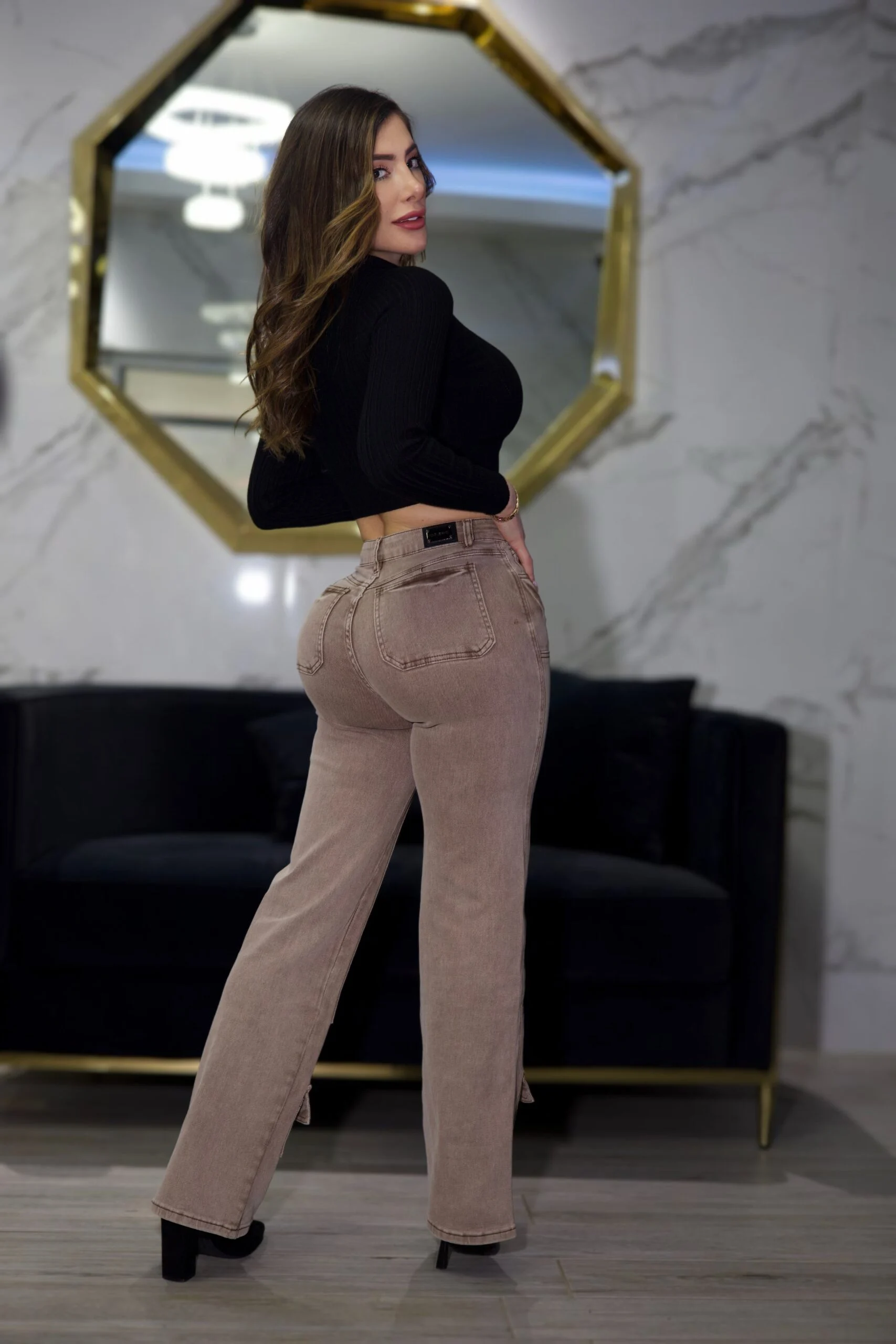 Jeans W Wide Leg Luxury Mónaco Nude - Vista 6