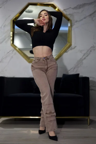 Jeans W Wide Leg Luxury Mónaco Nude