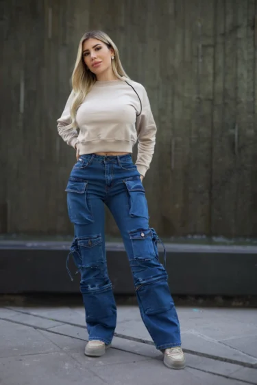 Jeans Cargo Multipocket Luxury Blue intermedio