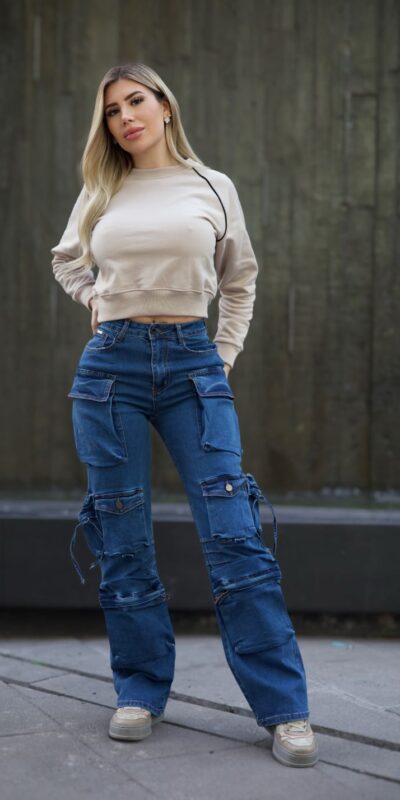 Jeans Cargo Multipocket Luxury Blue intermedio