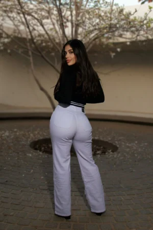 Jeans W Wide Leg Luxury Mónaco White - Vista 5