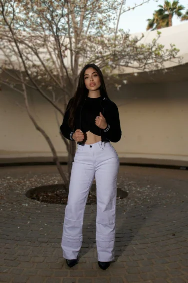 Jeans W Wide Leg Luxury Mónaco White