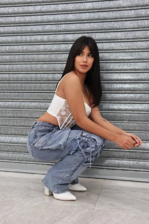 Jeans Cargo Multipocket Luxury Celeste Ice - Vista 7