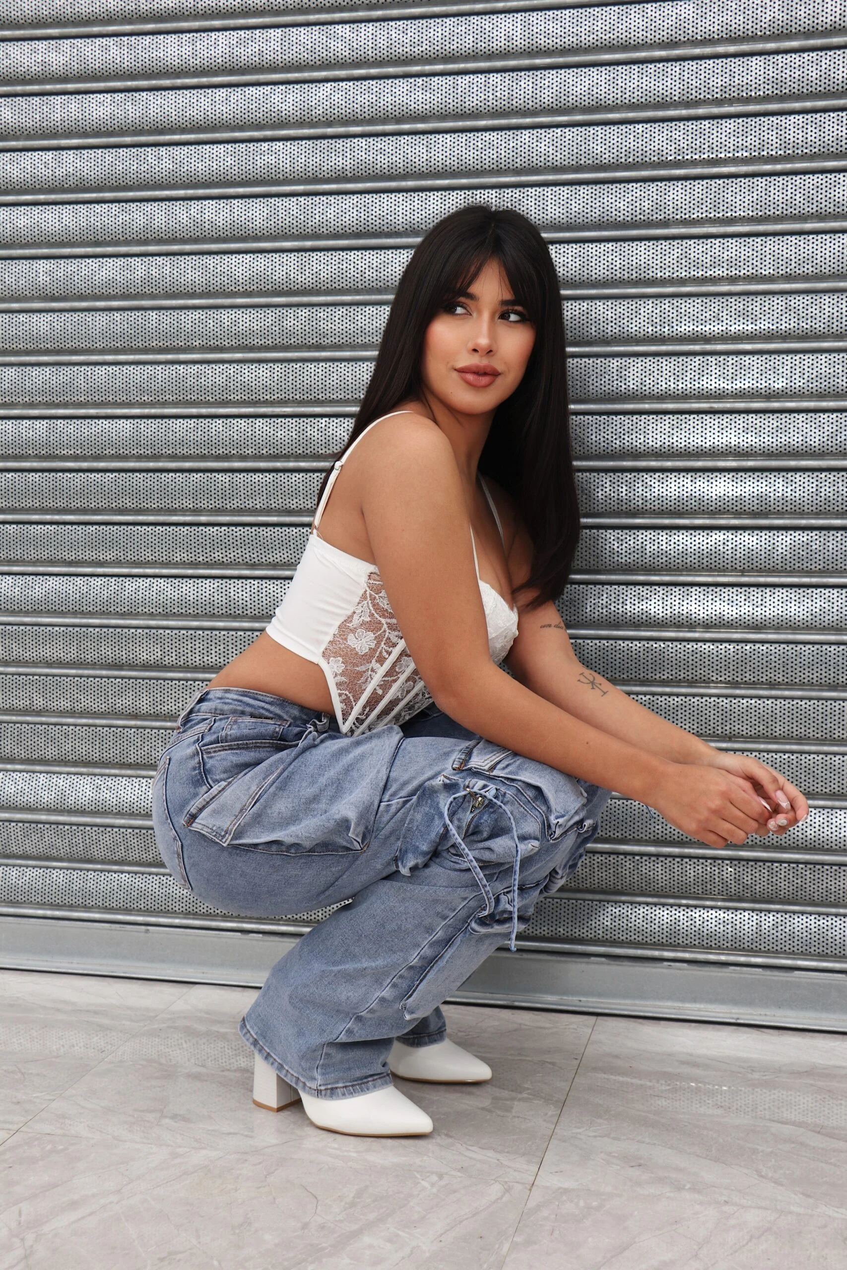 Jeans Cargo Multipocket Luxury Celeste Ice - Vista 7