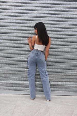 Jeans Cargo Multipocket Luxury Celeste Ice - Vista 5