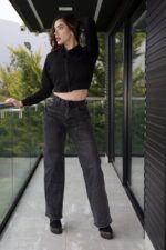 Jeans Wide Leg elite black desgastado
