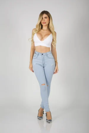 Jeans W classic celeste destroyed ice - Vista 1