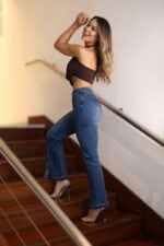 Jeans Flare Luxury pretina ajustable Blue Intermedio - Imagen 5