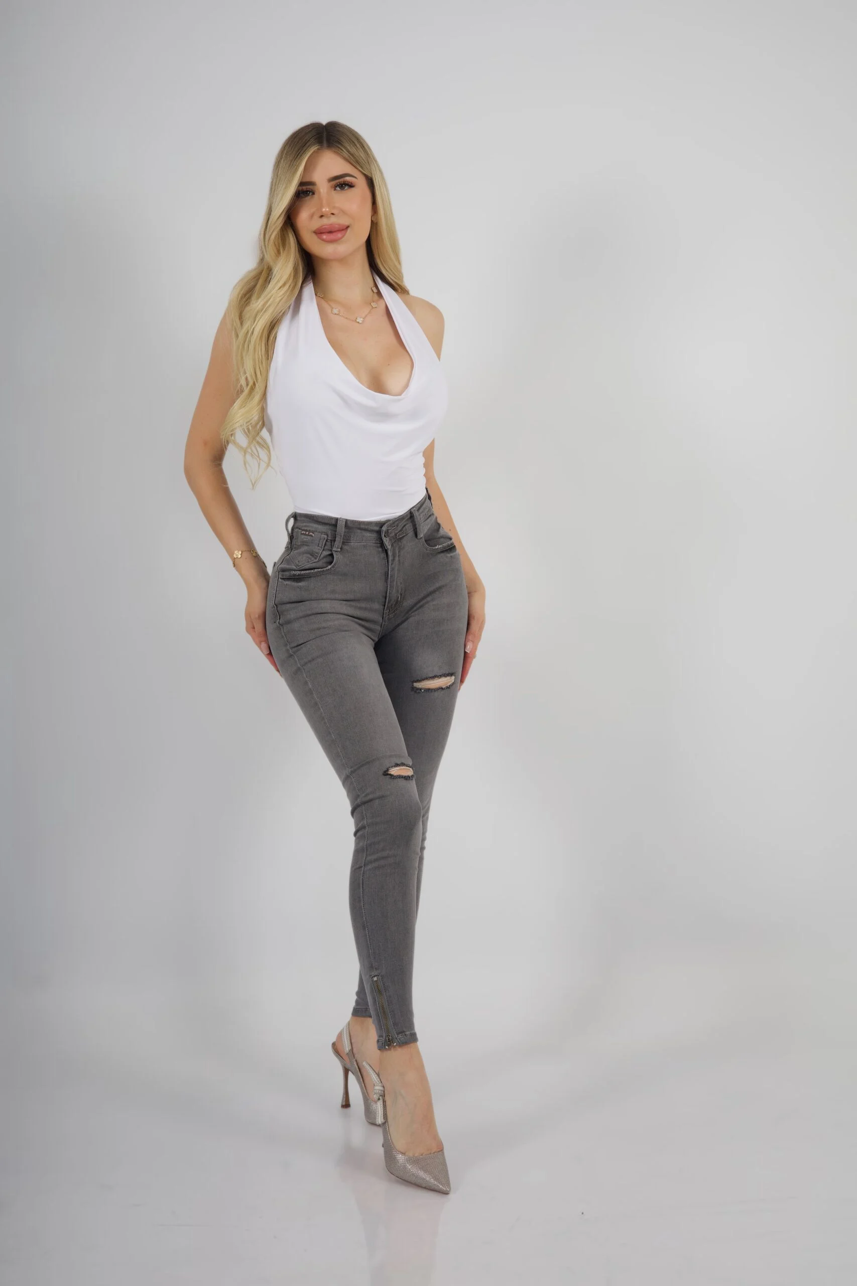 Jeans W Grigio Zipper