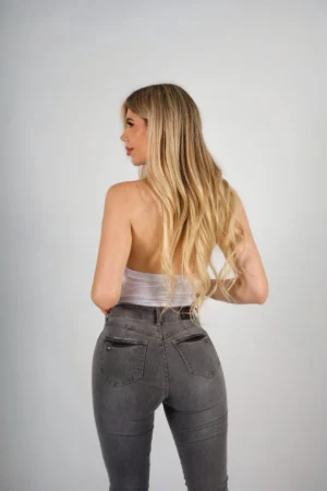 Jeans W Grigio Zipper - Vista 5